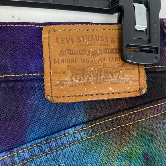 Levis Rib Cage Crop Flare Jeans Waist 26 Womens Size 2 XS Tie Dye Painted Levi’s - Picture 13 of 16